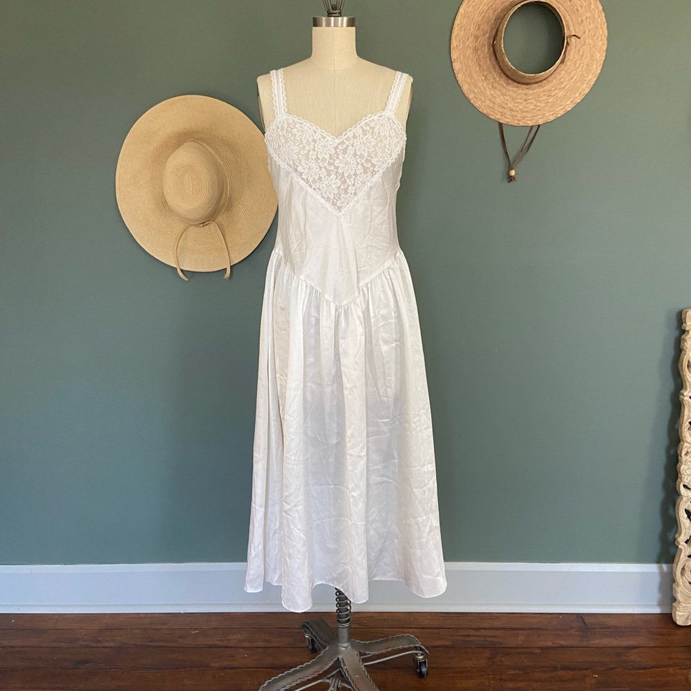 Vintage 80s Slip Dress with Tiny Pearls